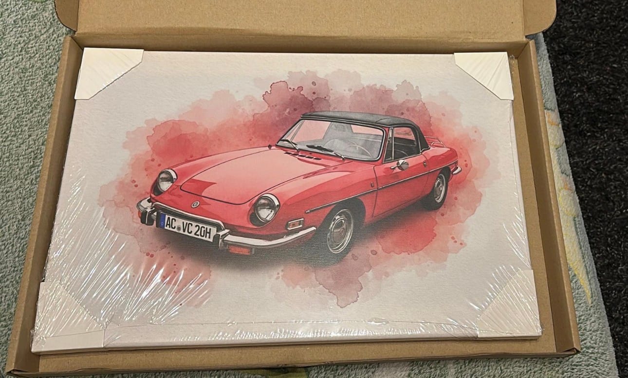 Customer photo review of Dein Auto als Kunstwerk – mit Live-Vorschau, als Poster oder Leinwand