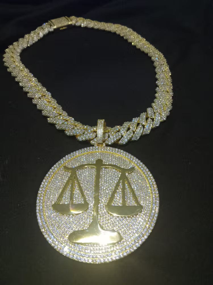 Customer photo review of Iced-Out Diamond Custom Letter 3D Large Disc Pendant – 80mm