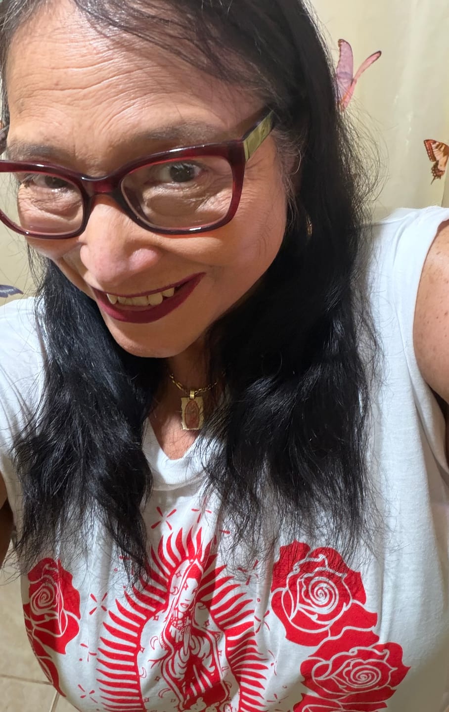 Customer photo review of Guadalupana Flowy Muscle Tank