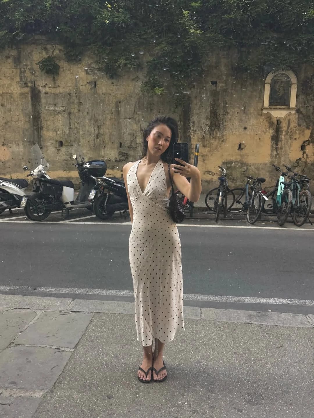 Customer photo review of Bianca Polka Dot Halter Maxi Dress
