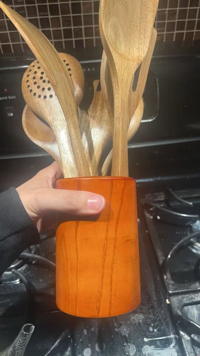 Customer photo review of Premium Wooden Cooking Utensil Set – 7-Piece Teak Kitchen Collection