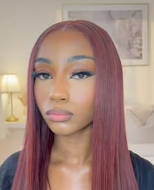 Customer photo review of Luvwin 33B Reddish Brown Straight 13x4 Lace Frontal Wigs Put On And Go Human Hair Wigs