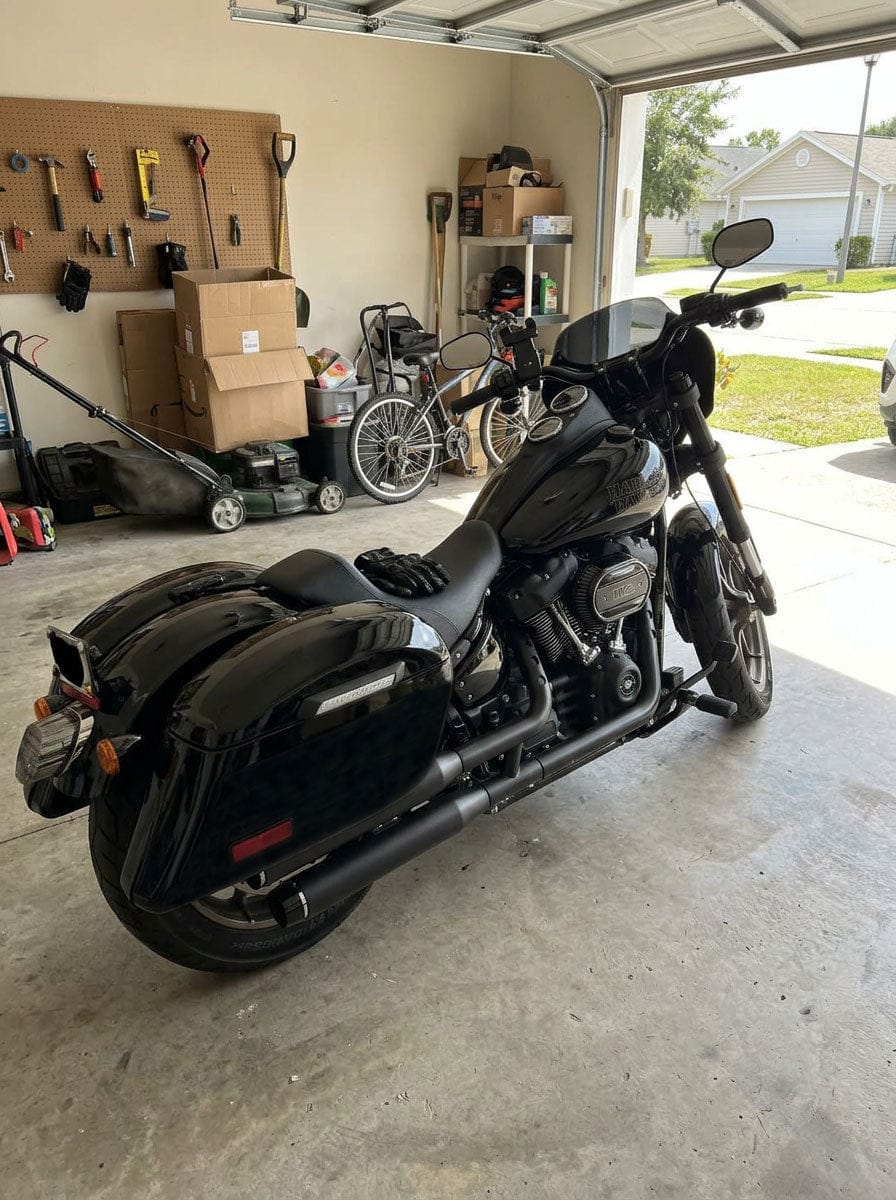 Customer photo review of 44L - Lamellar Stallion Extra Large Painted Motorcycle Hard Saddlebags for Harley Softail Low Rider S FXLRS