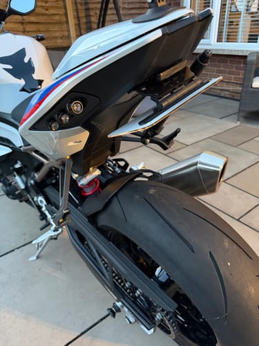 Customer's BMW S1000RR with a sleek tail tidy installed, showing the cleaned-up rear of the bike.