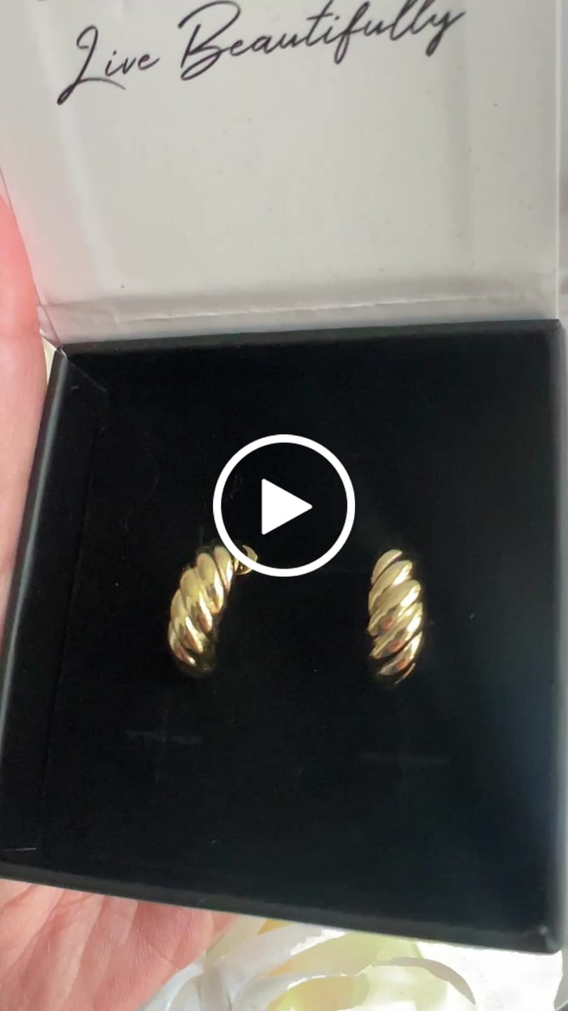 Customer video review of Lakelynn 18k White Gold Plated 24mm Twisted Semi-Hoop Earrings for Women