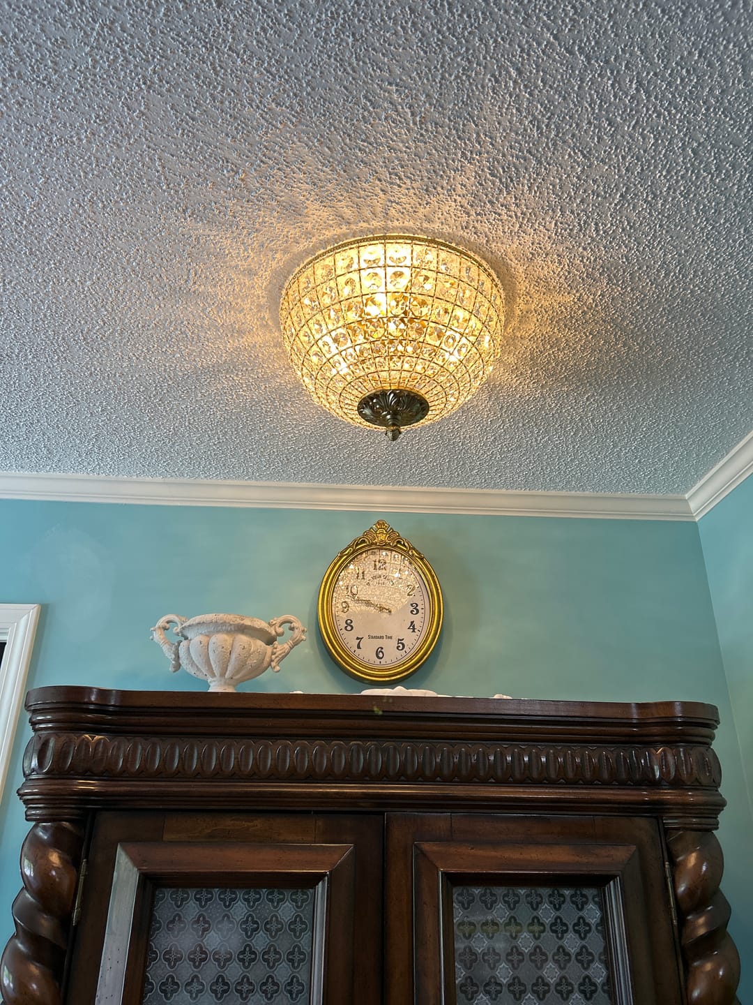 Customer photo review of Luxe Vintage French Brass Round Crystal Cage Flush Mount Light