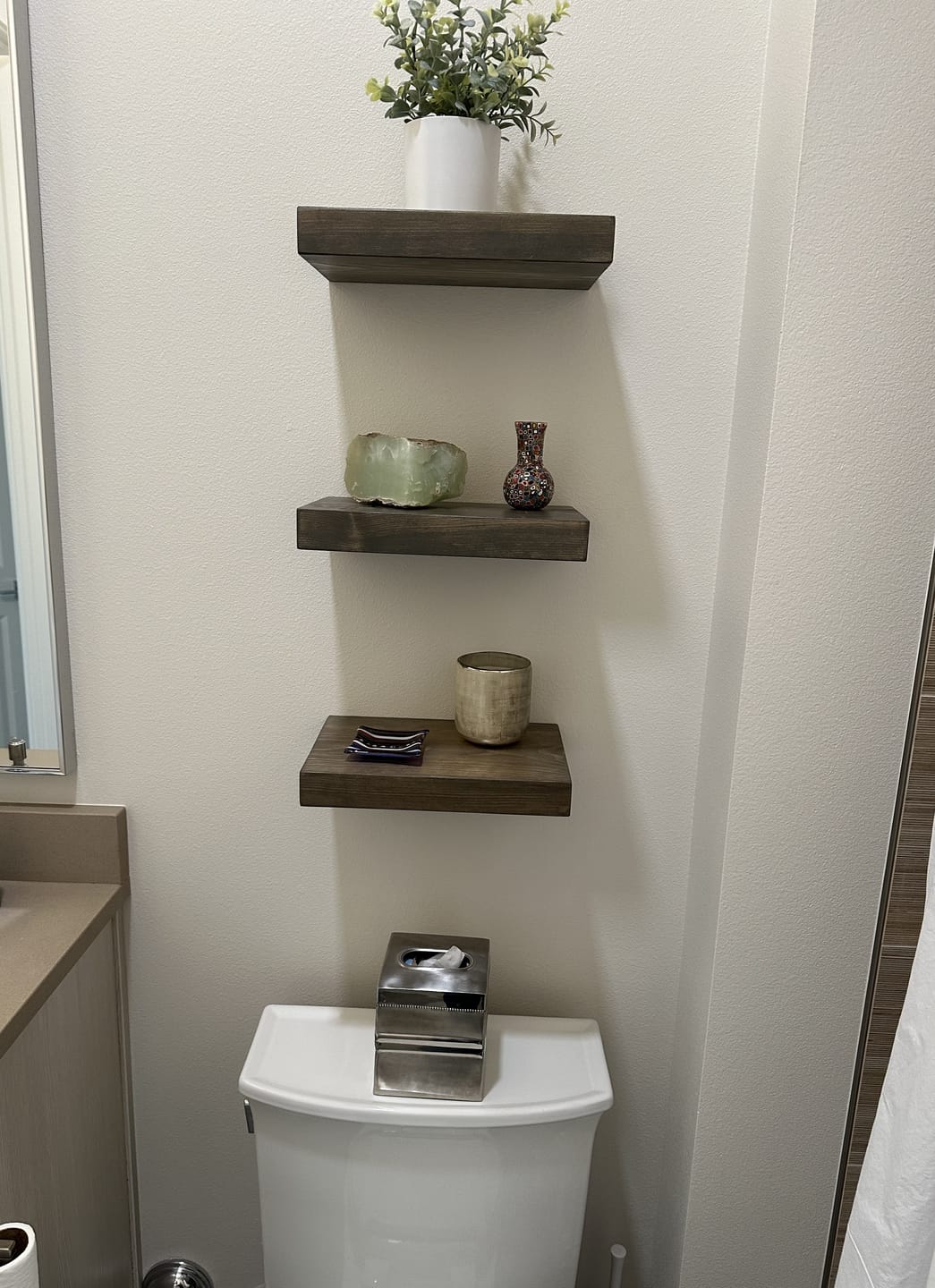 Customer photo review of Rustic Floating Shelves
