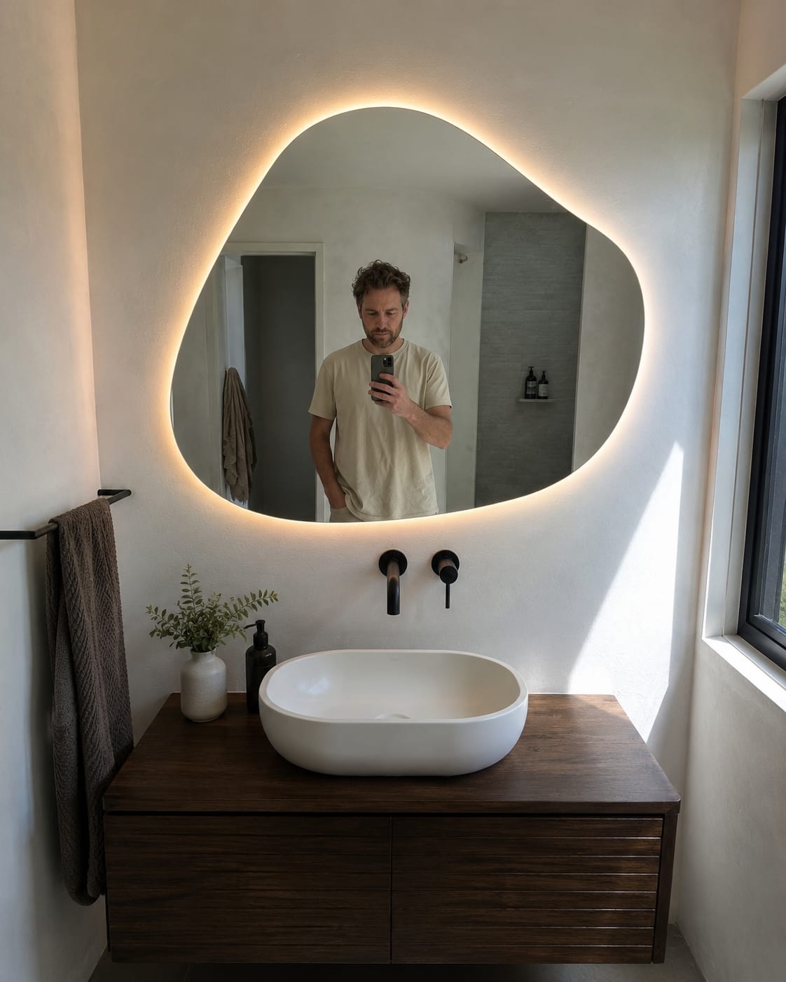Avis de Hugo P. — Miroir Luxe Design Salle De Bain Led Antibuée 73x80 Zurich – Bellori