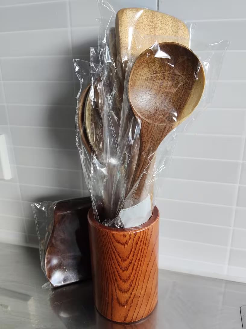 Customer photo review of Premium Wooden Cooking Utensil Set – 7-Piece Teak Kitchen Collection