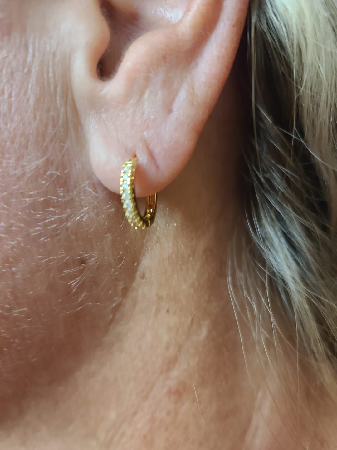 Customer photo review of Eternity Hoop Earrings