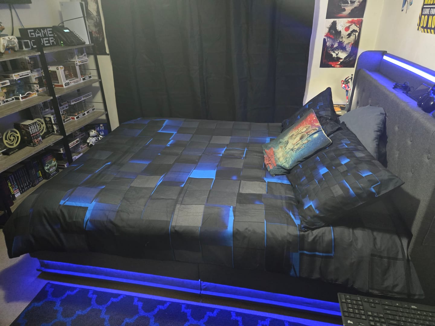 Customer photo review of Double LED Bed Frame with Gas Lift & USB Ports