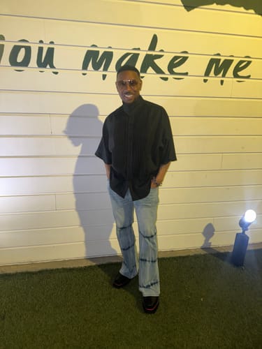 Customer photo review of Men's Avant-Garde Accordion-Pleated Batwing Shirt SKUL50543