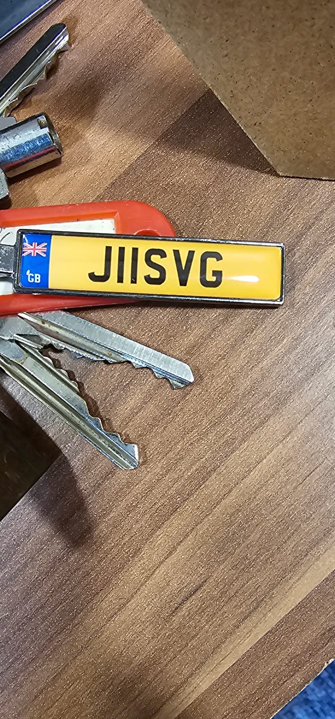 Customer photo review of Personalised Metal Number Plate Keyring