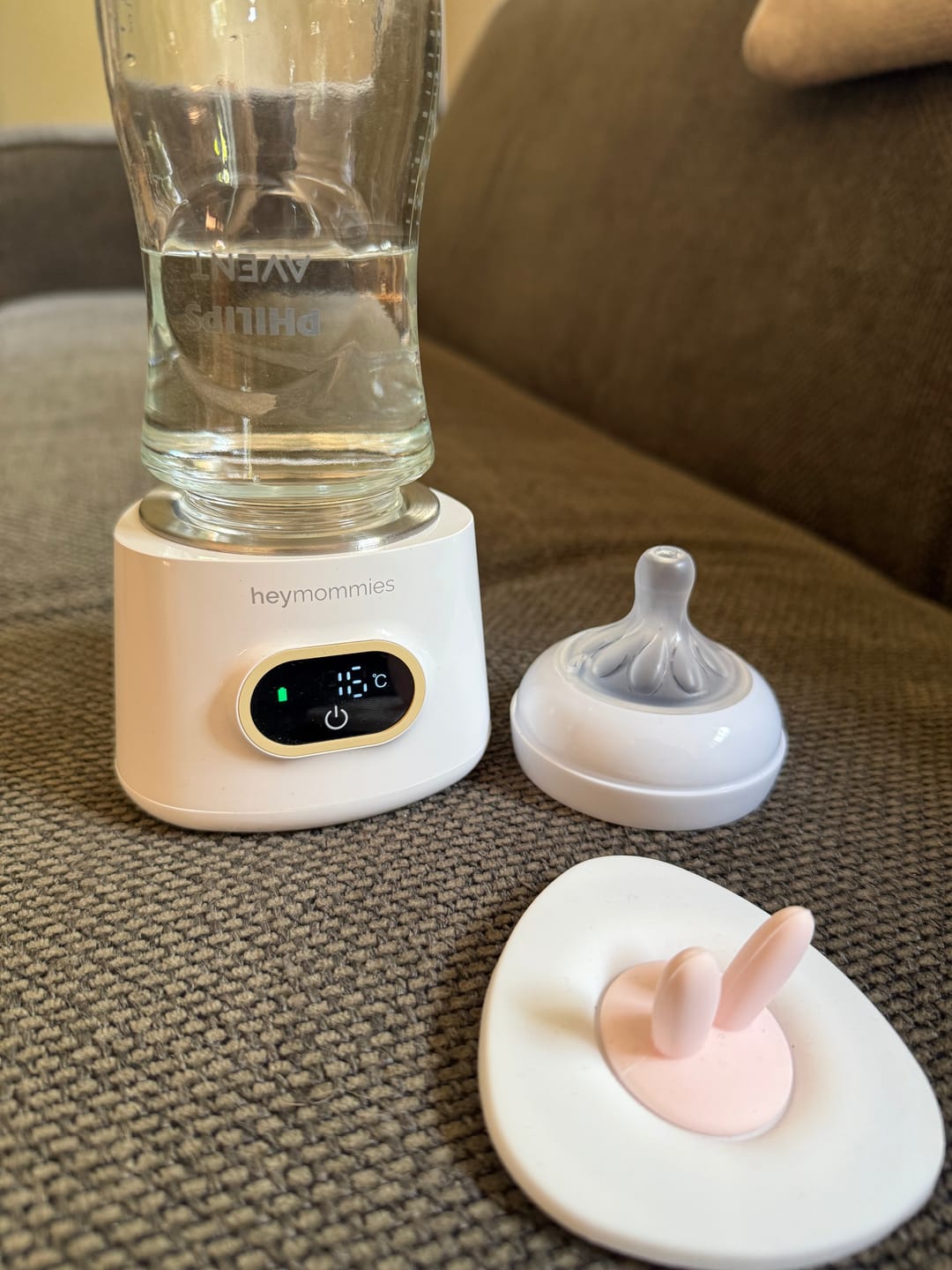 Customer photo review of Draagbare Flessenwarmer - Heymommies Warm Plus