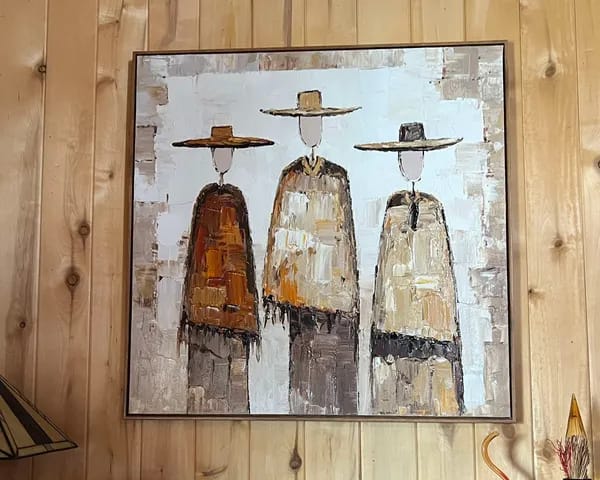 Customer photo review of Nomads of the Quiet Plains — Abstract Textured Figurative Painting