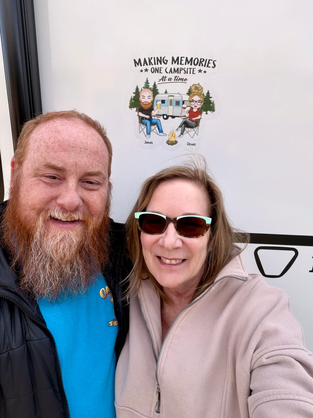 Customer photo review of Camping Partners For Life Doll Couple Sitting Personalized RV Decal