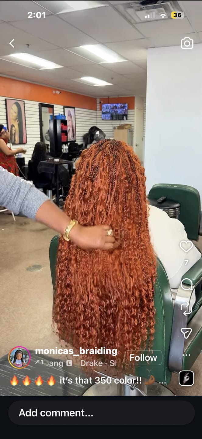 Customer photo review of #350 Flaming Ginger Deep Wave Bulk Hair Extensions for Braiding