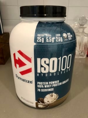 Customer photo review of Dymatize ISO 100 Whey Protein Isolate – Cookies & Cream – 1.36 LB