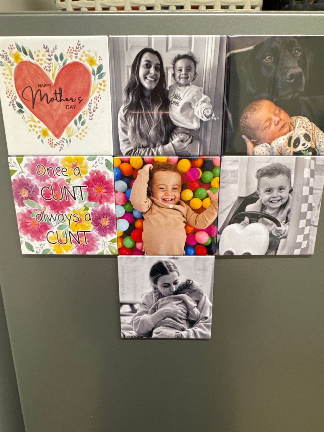 Customer photo review of Set of Six - 2.5x2.5 Custom Square Magnet