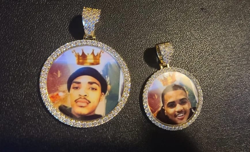 Customer photo review of Medallion Photo Necklace With Picture Inside – From Son or Daughter – Custom Personalized Pendant
