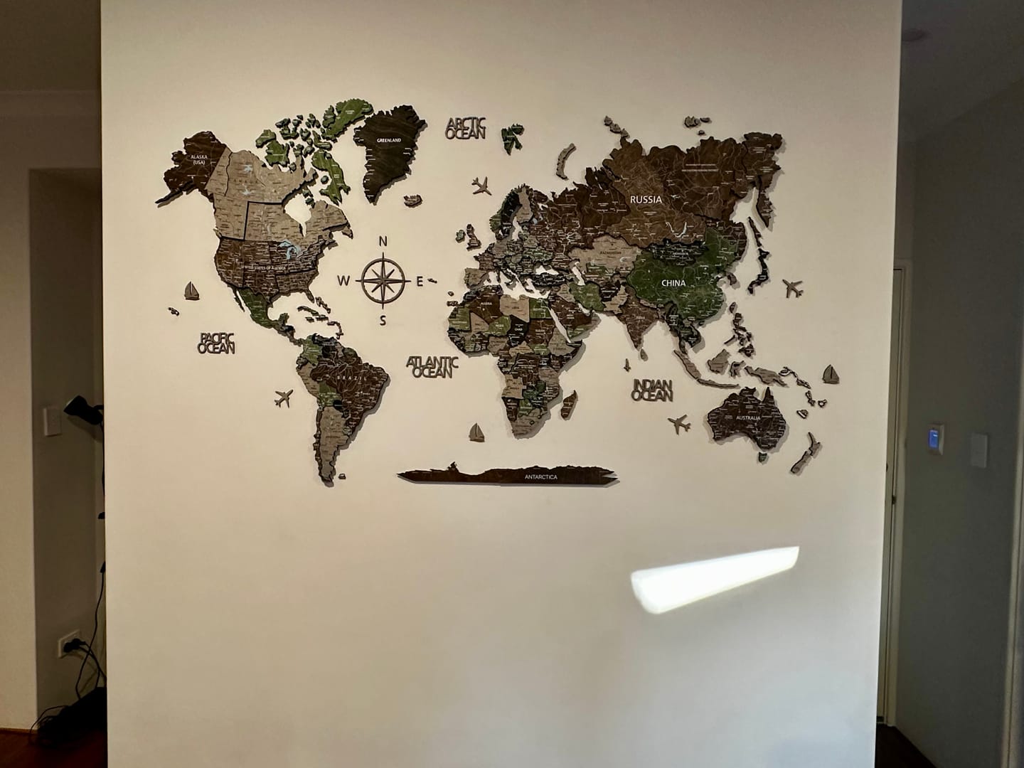Customer photo review of 3D Wooden World Map Wall Decor -Rustic Style