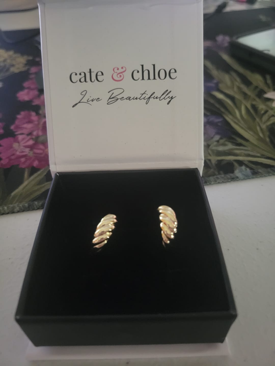 Customer photo review of Lakelynn 18k White Gold Plated 24mm Twisted Semi-Hoop Earrings for Women