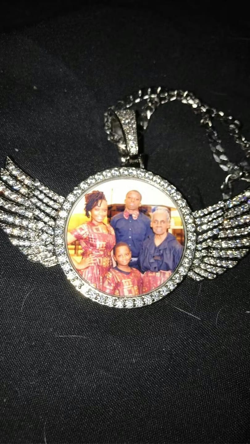 Customer photo review of Angel Wing Photo Necklace With Picture Inside – Custom Personalized Pendant