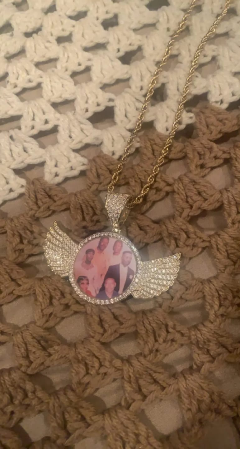 Customer photo review of Angel Wing Photo Necklace With Picture Inside – Custom Personalized Pendant