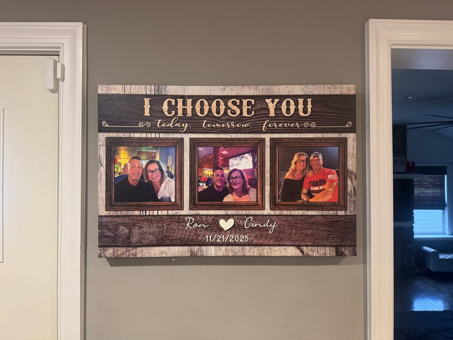 Customer photo review of Personalized Canvas Prints, Custom Photo And Name, Anniversary Gift, Love Gifts, I Choose You Dem Canvas
