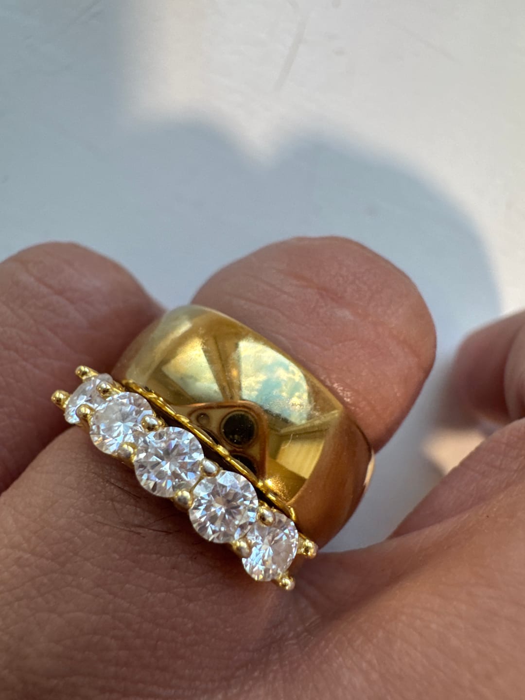 Customer photo review of Gold 1.5ct Moissanite 5 Stone Dazzle Ring