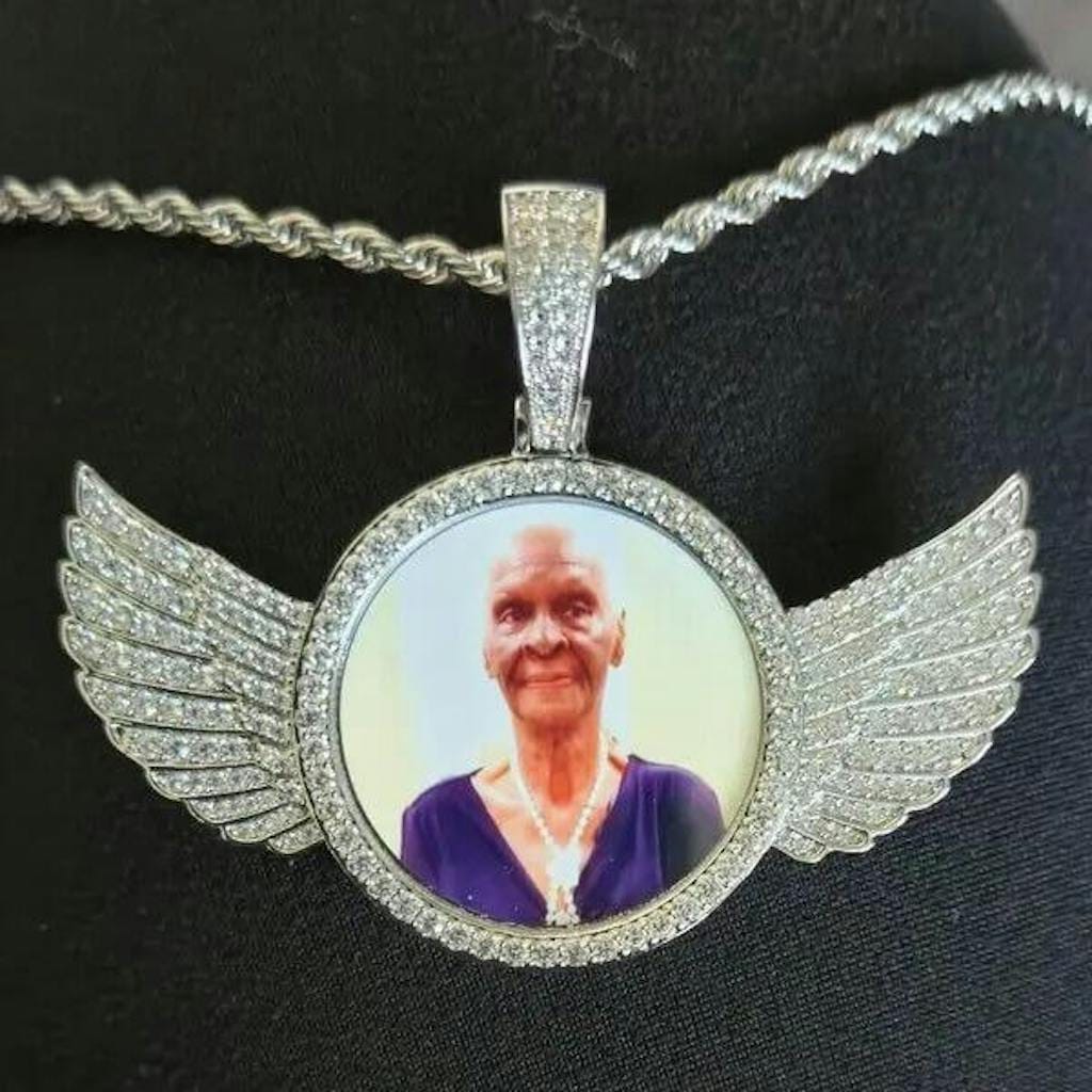 Customer photo review of Angel Wing Photo Necklace With Picture Inside – Custom Personalized Pendant