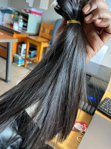 Customer photo review of Vietnamese Super Double Drawn Bone Straight Natural Black Bundles