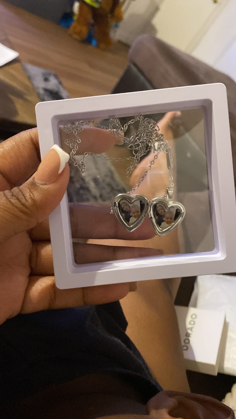 Customer photo review of Heart Locket Necklace Photo Pendant