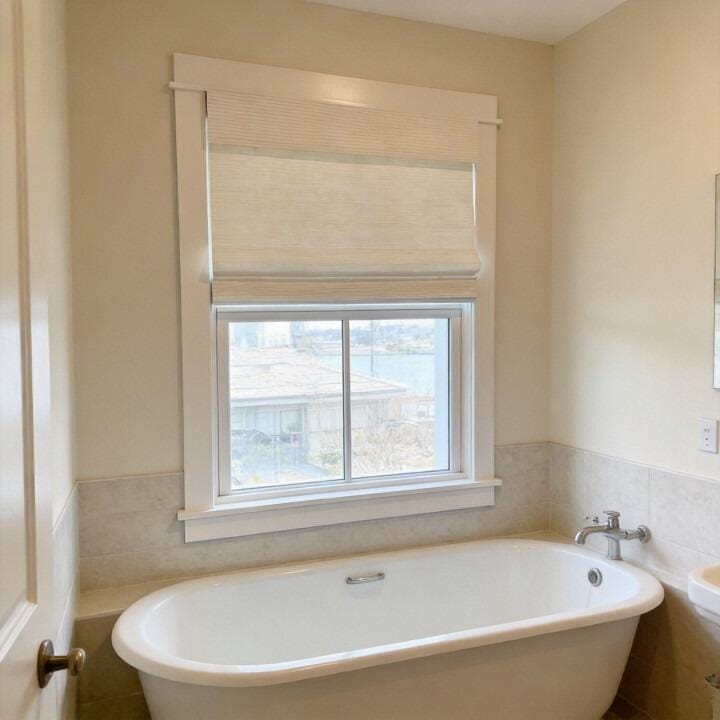 Customer photo review of Smart Motorized Blackout Woven Wood Shades – Viaura