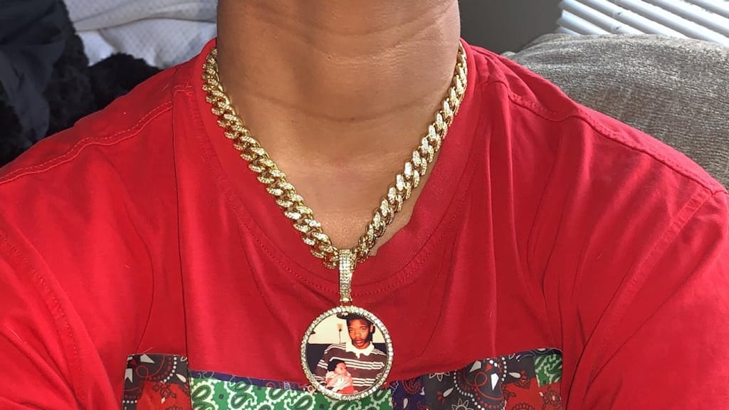 Customer photo review of Medallion Photo Necklace With Picture Inside – From Son or Daughter – Custom Personalized Pendant