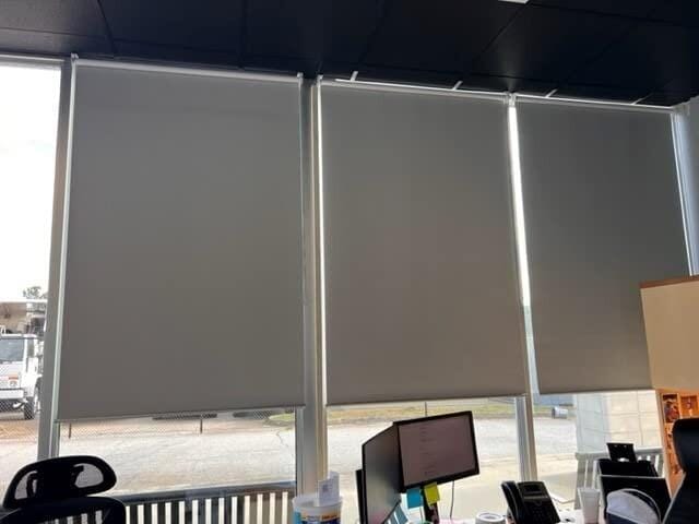 Customer photo review of Smart Motorized Roller Shades 100% Blackout Safari