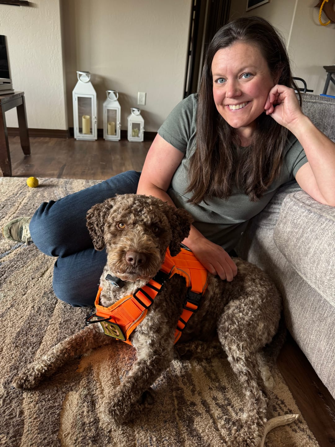 Customer photo review of NEW Upgraded Tactical No-Pull Team K9™ Dog Harness with 4 Quick-Release Metal Buckles, Reinforced Front & Back V-Rings, Hook & Loop Panels, Adjustable Straps, Reflective Strips, & Top Handle