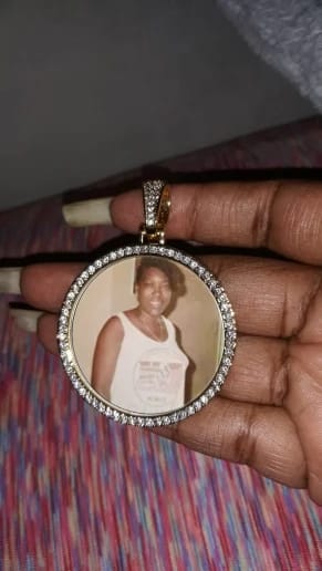 Customer photo review of Medallion Photo Necklace With Picture Inside – From Son or Daughter – Custom Personalized Pendant
