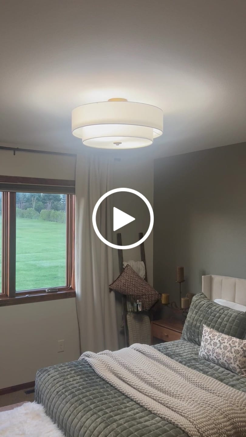 Customer video review of 4-Light White Linen Round Drum Semi Flush Mount
