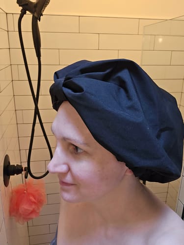 Customer photo review of XL Silk Shower Cap