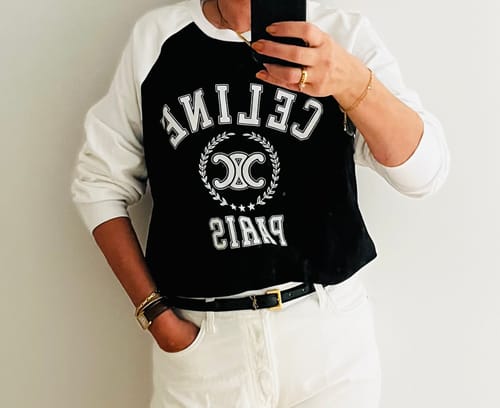 Customer photo review of CELINE LONG SLEEVE PRINTED T-SHIRT 275643