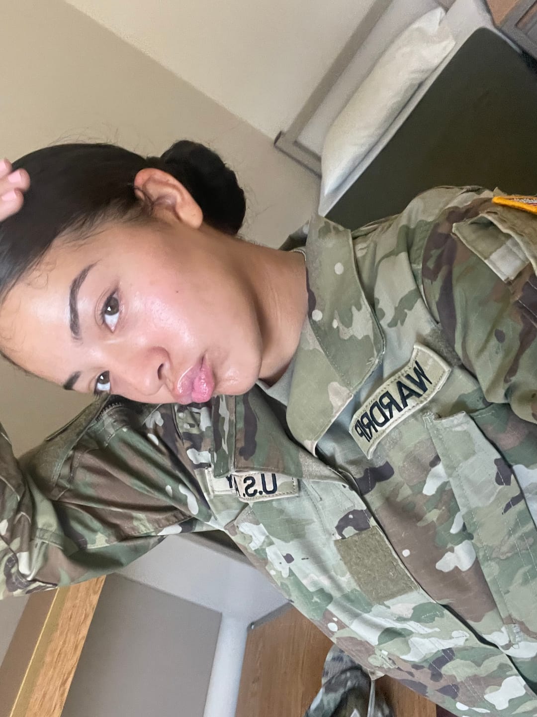 Customer photo review of BLACK MULBERRY SILK HAIR-BUN MAKER FOR MILITARY HAIR BUN