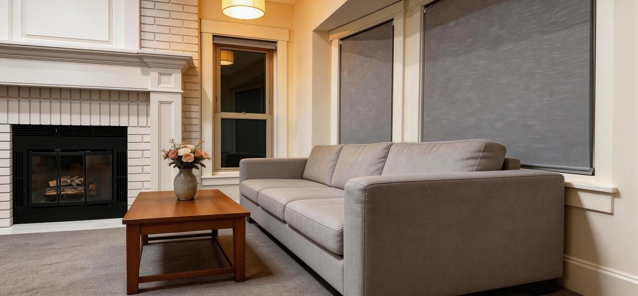 Customer photo review of Smart Motorized Roller Shades 100% Blackout Essential