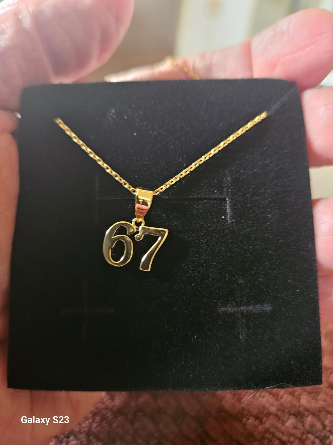 Customer photo review of Danna 18k White Gold Plated 67 Pendant Necklace for Women