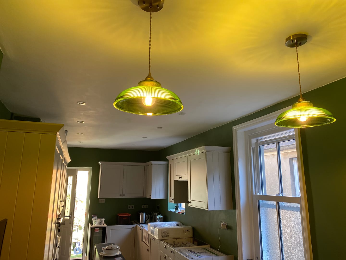 Customer photo review of Adjustable Modern Farmhouse Ribbed Glass Dome Pendant Light