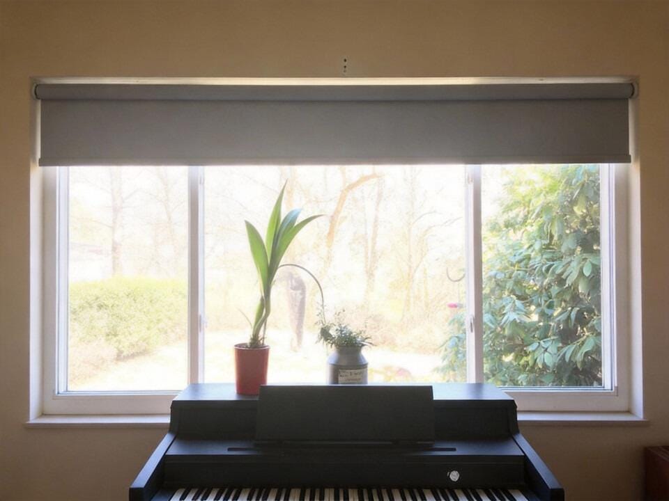 Customer photo review of Smart Motorized Roller Shades 100% Blackout Safari