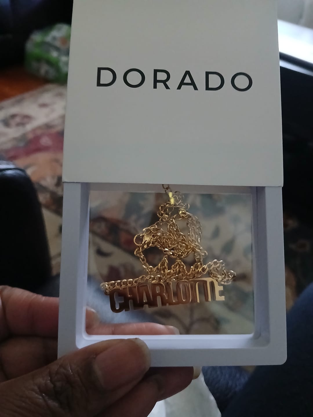 Customer photo review of Name Dangle Earrings