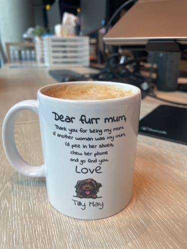 Customer photo review of Personalised Mug With Dog or Cat - Dear Pet Parent
