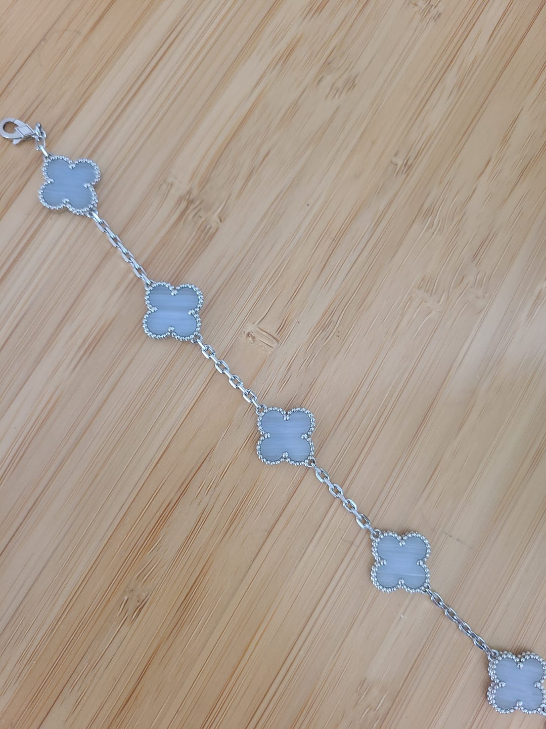 Customer photo review of 925 Silver, Lucky Clover Leaf Bracelet, 18K Gold Plated