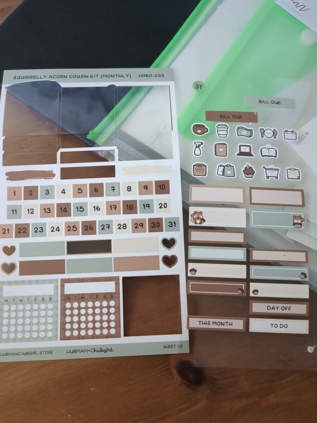 Customer photo review of Squirrelly Acorn Hobonichi Cousin Monthly Kit (Set of 2)